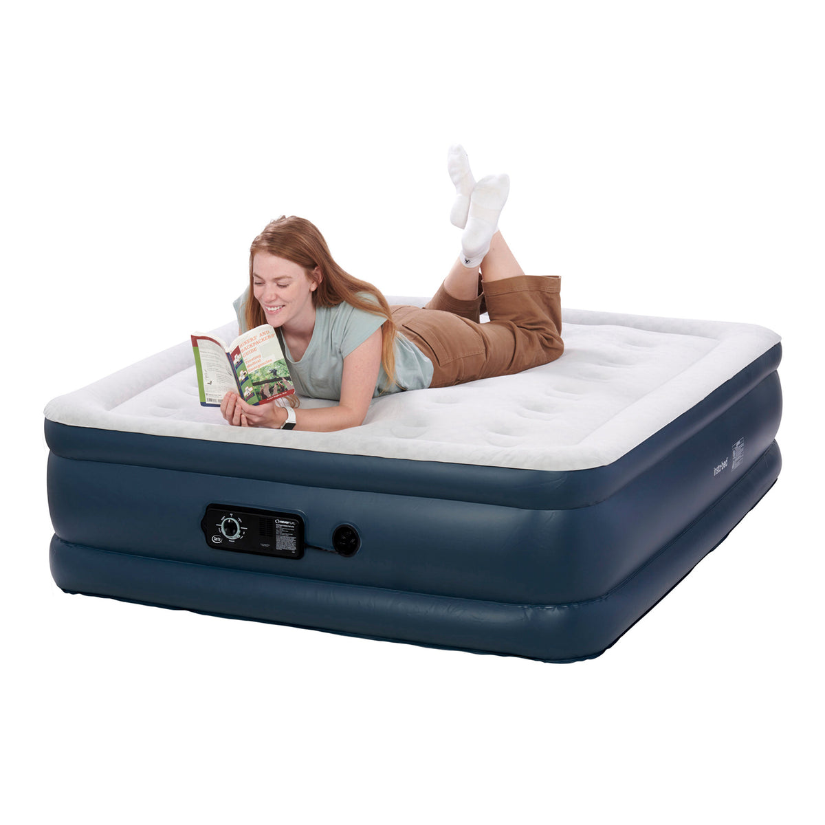 Insta-Bed 19 Inch Raised Queen Air Bed Mattress with Built In NeverFlat Pump