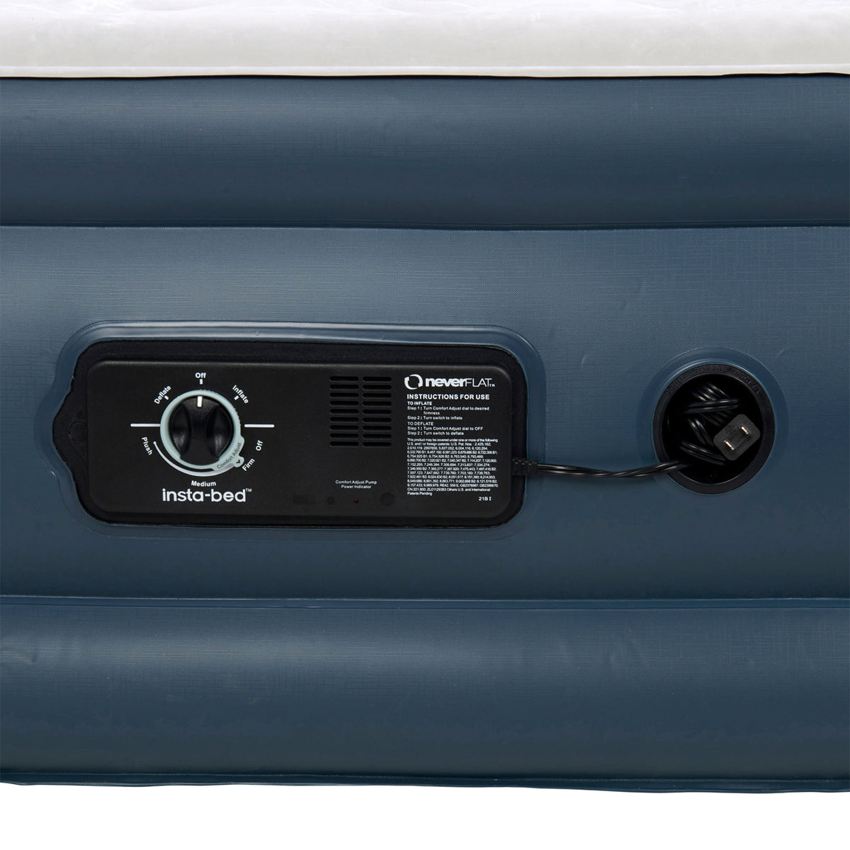 Insta-Bed 19 Inch Raised Queen Air Bed Mattress with Built In NeverFlat Pump