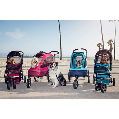 PETIQUE Durable Folding Pet Stroller w/ Mesh Sides for Dogs & Cats (Open Box)