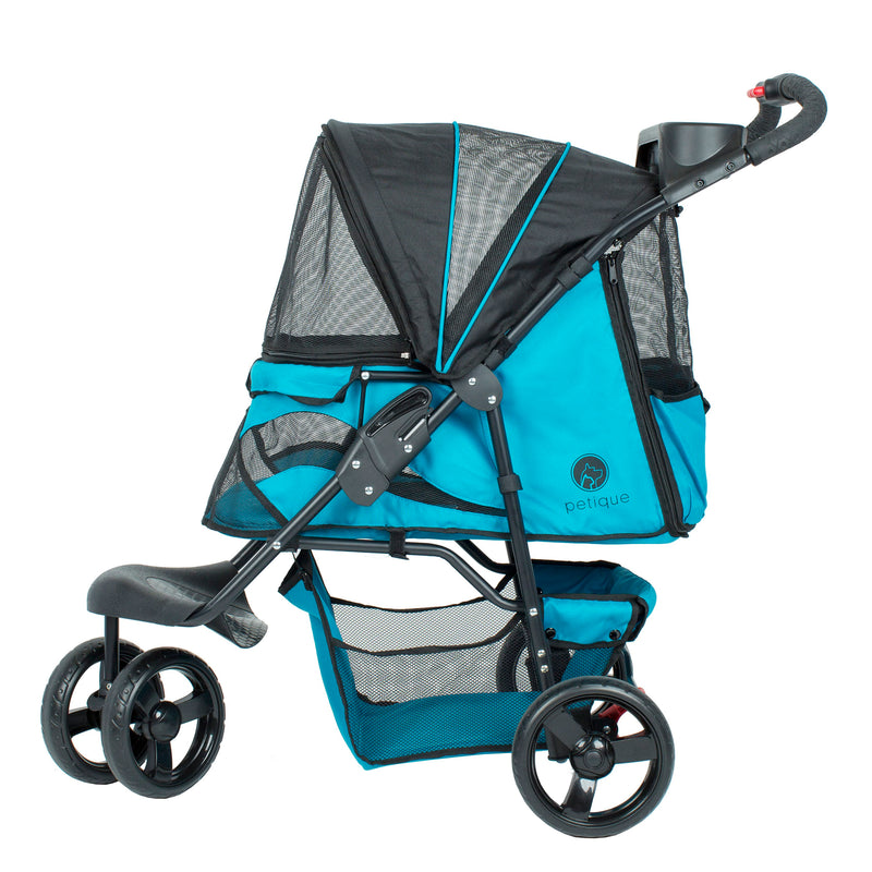 PETIQUE Durable Folding Pet Stroller w/ Mesh Sides for Dogs/Cats, Mermaid (Used)