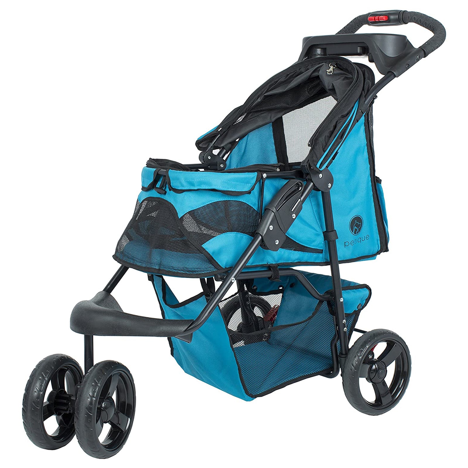 PETIQUE Durable Folding Pet Stroller w/ Mesh Sides for Dogs/Cats, Mermaid (Used) - VMInnovations