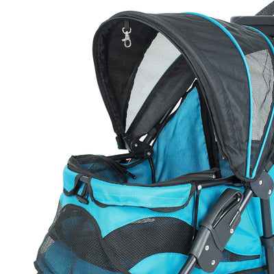 PETIQUE Durable Folding Pet Stroller w/ Mesh Sides for Dogs/Cats, Mermaid (Used) - VMInnovations