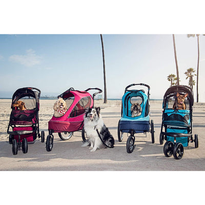 PETIQUE Durable Folding Pet Stroller w/ Mesh Sides for Dogs/Cats, Mermaid (Used) - VMInnovations