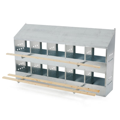 Brower 410B Galvanized Steel 10 Hole 50 Bird Nest Chicken Brooding Box (3 Pack) - VMInnovations