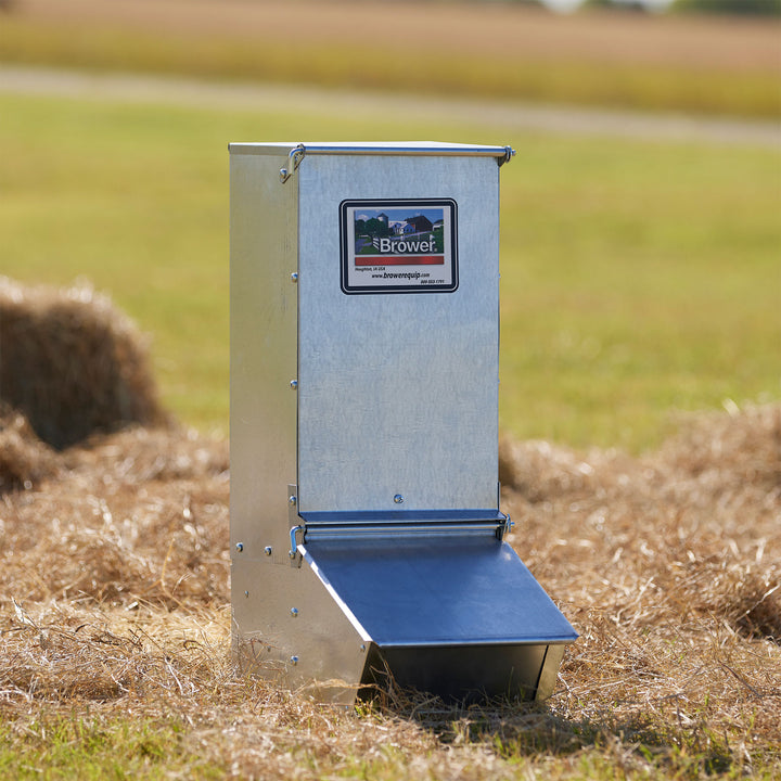 Brower 11H Single Door Hog Feeder for Supplemental Feeding, 1.5 Bushels or 50 Lb