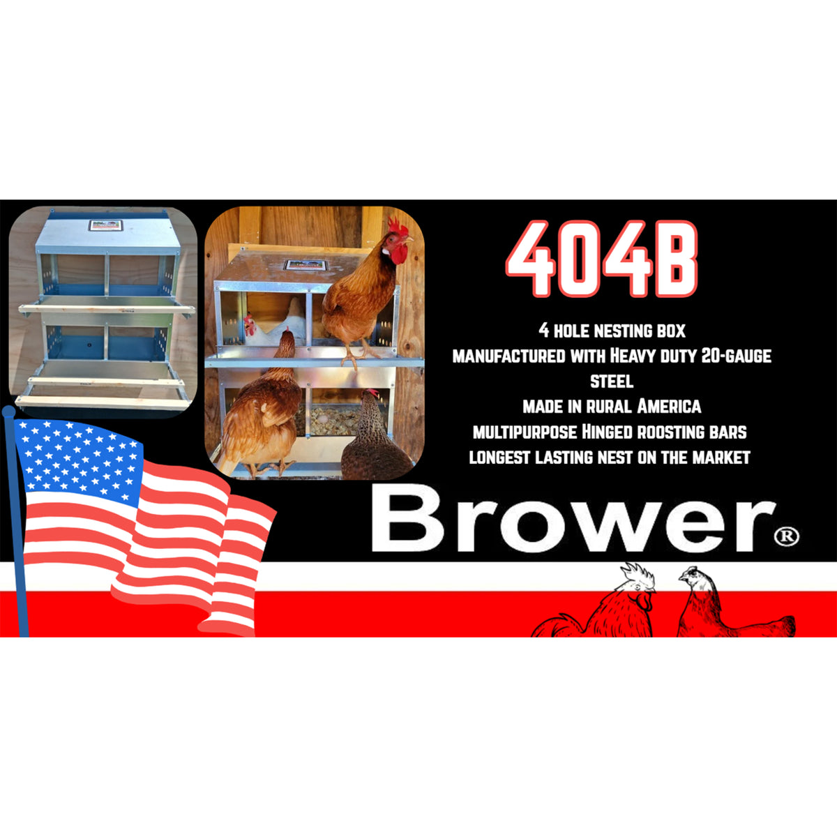 Brower 404B Galvanized Steel 4 Hole 20 Bird Nest Chicken Brooding Box (Used)