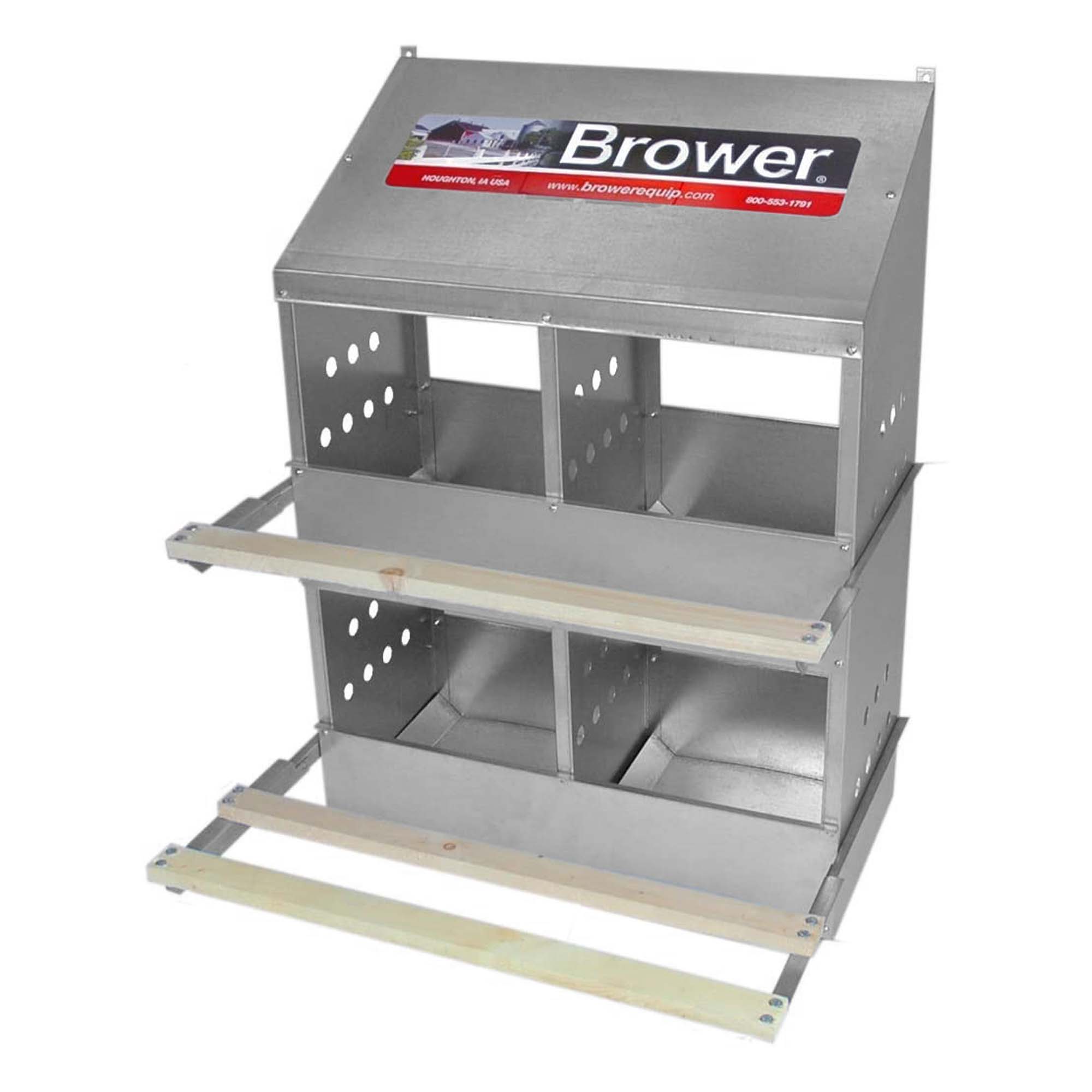 Brower 404B Galvanized Steel 4 Hole 20 Bird Nest Chicken Brooding Box (4 Pack)