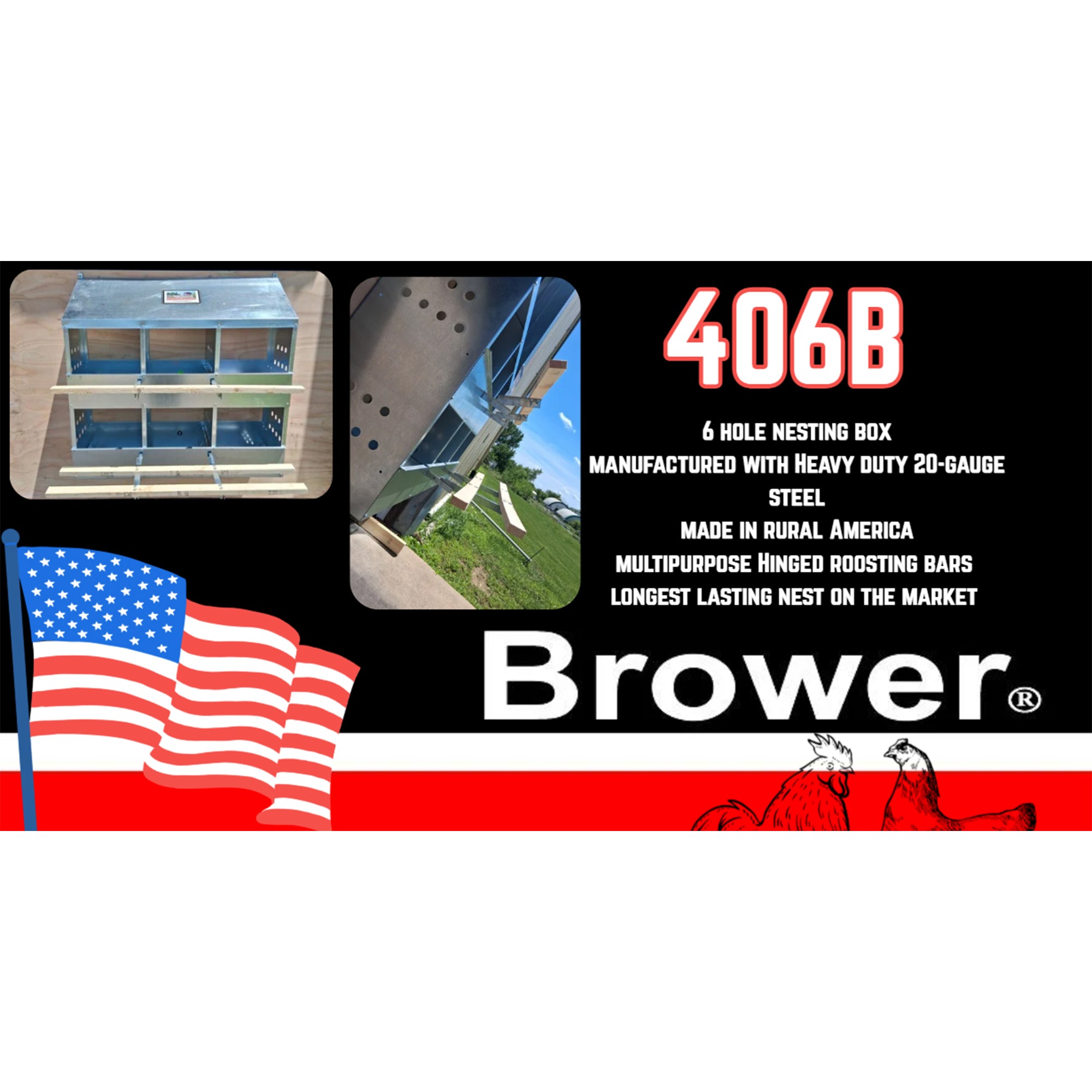 Brower 406B Galvanized Steel 6 Hole 30 Bird Poultry Nest Chicken Brooding Box - VMInnovations