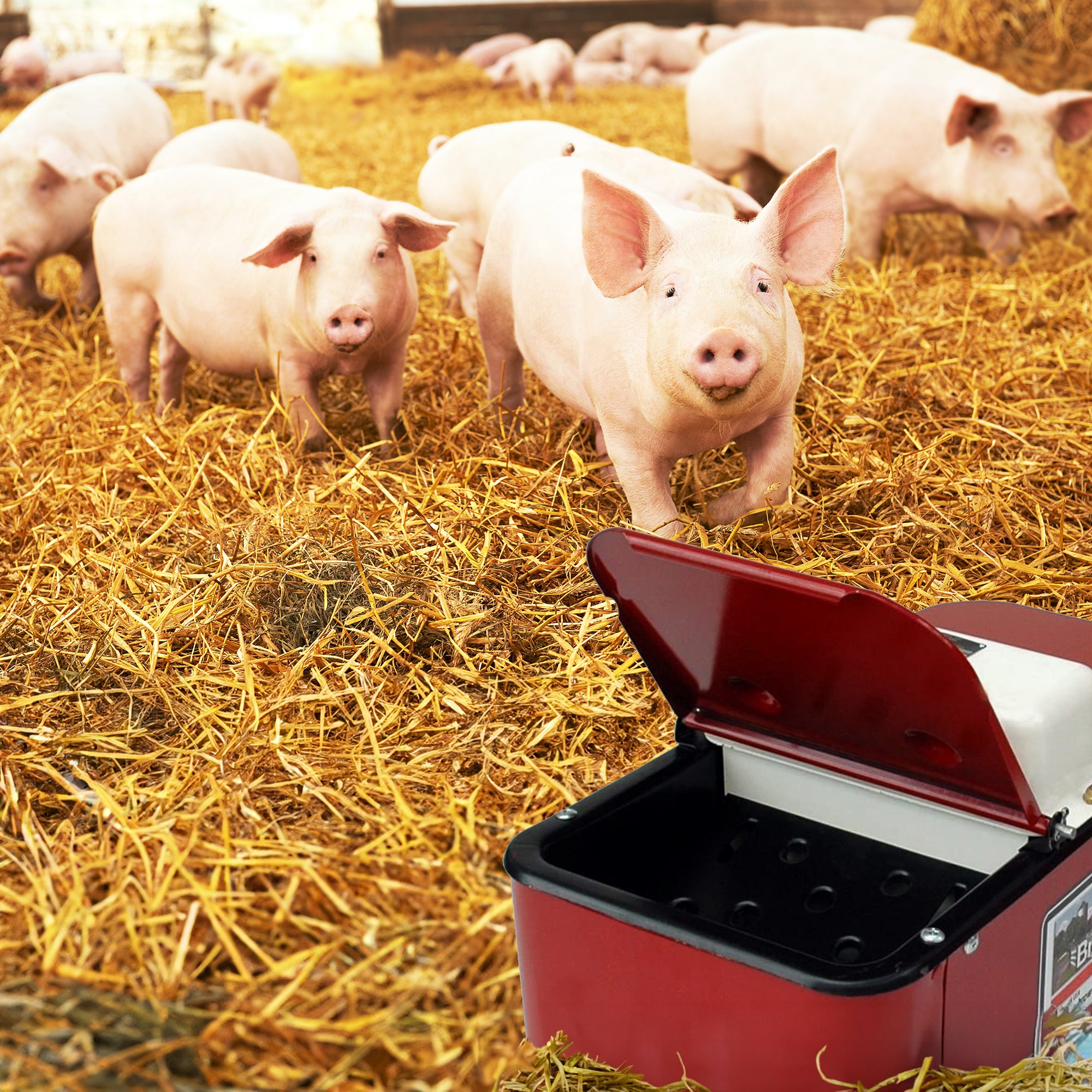 Insulated Steel Heated Livestock Hog Drinker with Lid & Mud Grates (Open Box) - VMInnovations
