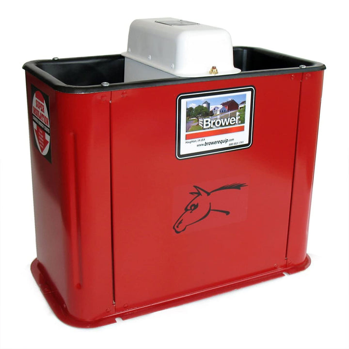 Brower MK32E 18 Inch Insulated Steel Electric Heated Livestock Waterer, Red