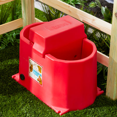 Brower MPO17E 250W Poly Plastic 17 Gallon Heated Outdoor Livestock Waterer, Red - VMInnovations