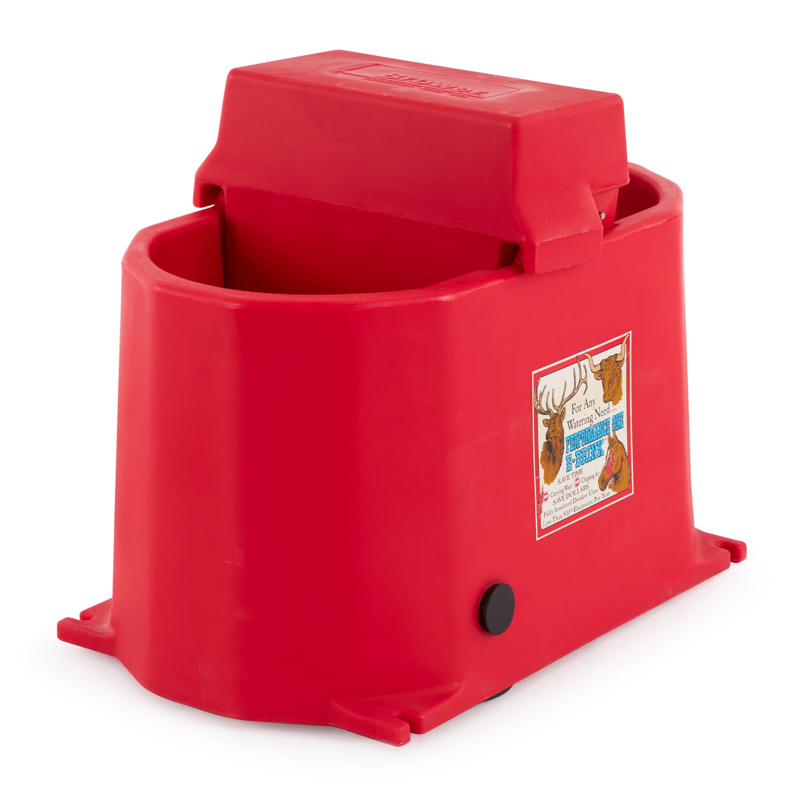 Brower MPO17E 250W Poly Plastic 17 Gallon Heated Outdoor Livestock Waterer, Red - VMInnovations