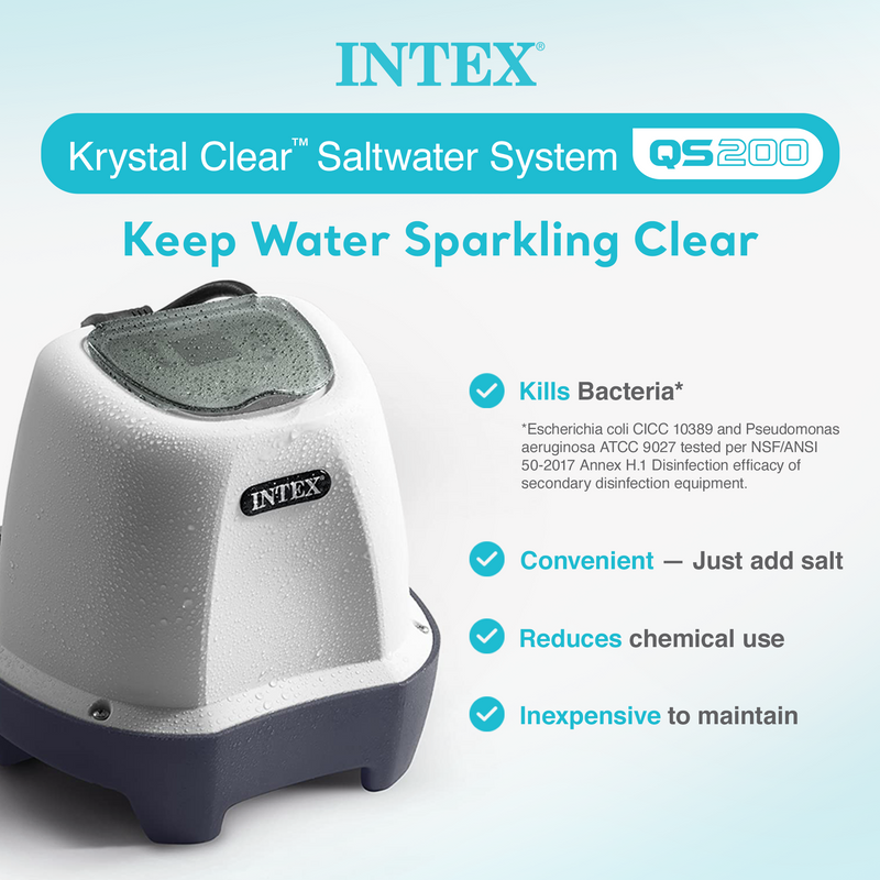 Intex 26661EG Krystal Clear Pool Small and Sleek Saltwater System, 110-120V