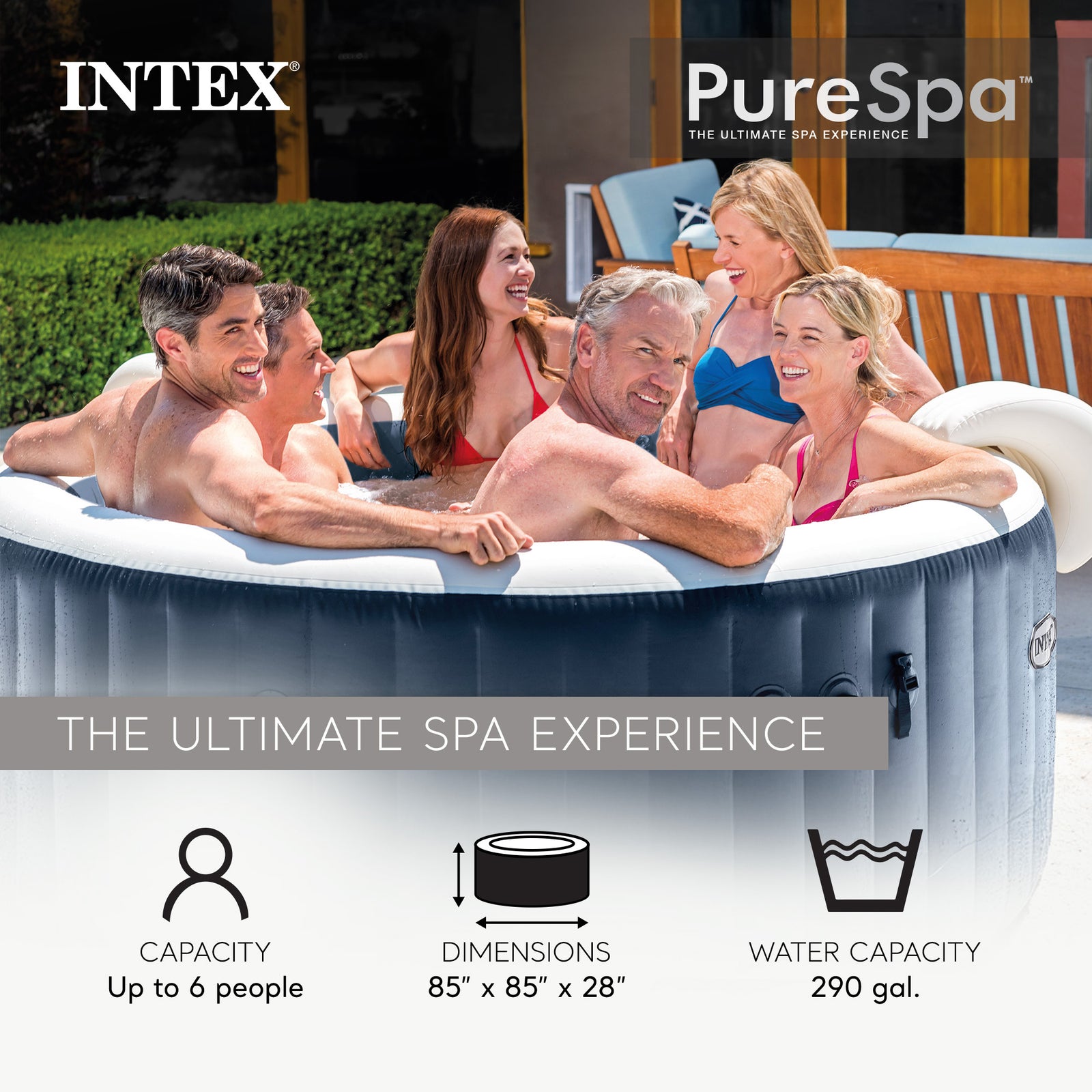 Intex 28431EP PureSpa Plus Portable Inflatable Hot Tub, 85 x 28" (Open Box) - VMInnovations