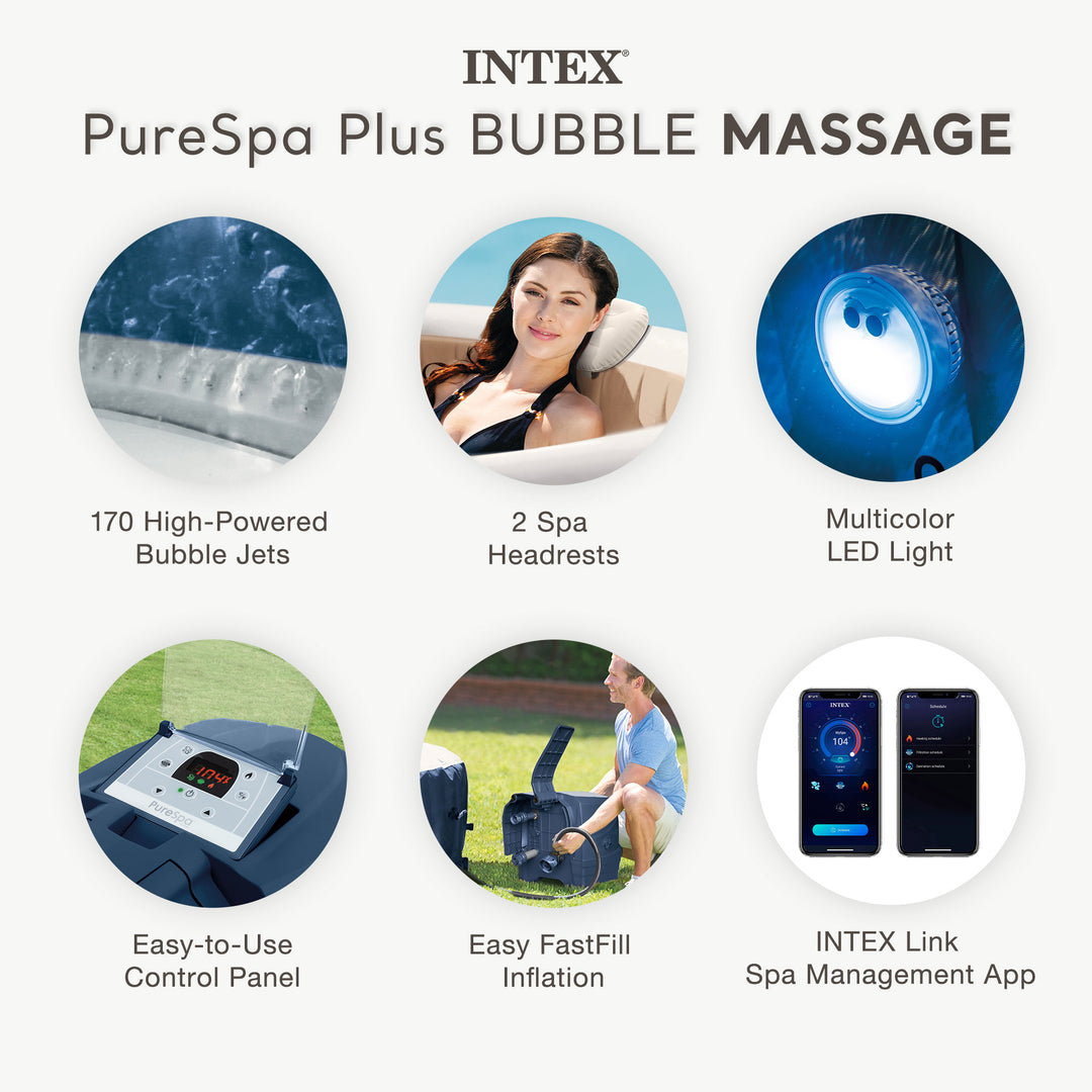 Intex 28431EP PureSpa Plus Portable Inflatable Hot Tub Bubble Jet Spa, 85 x 28"