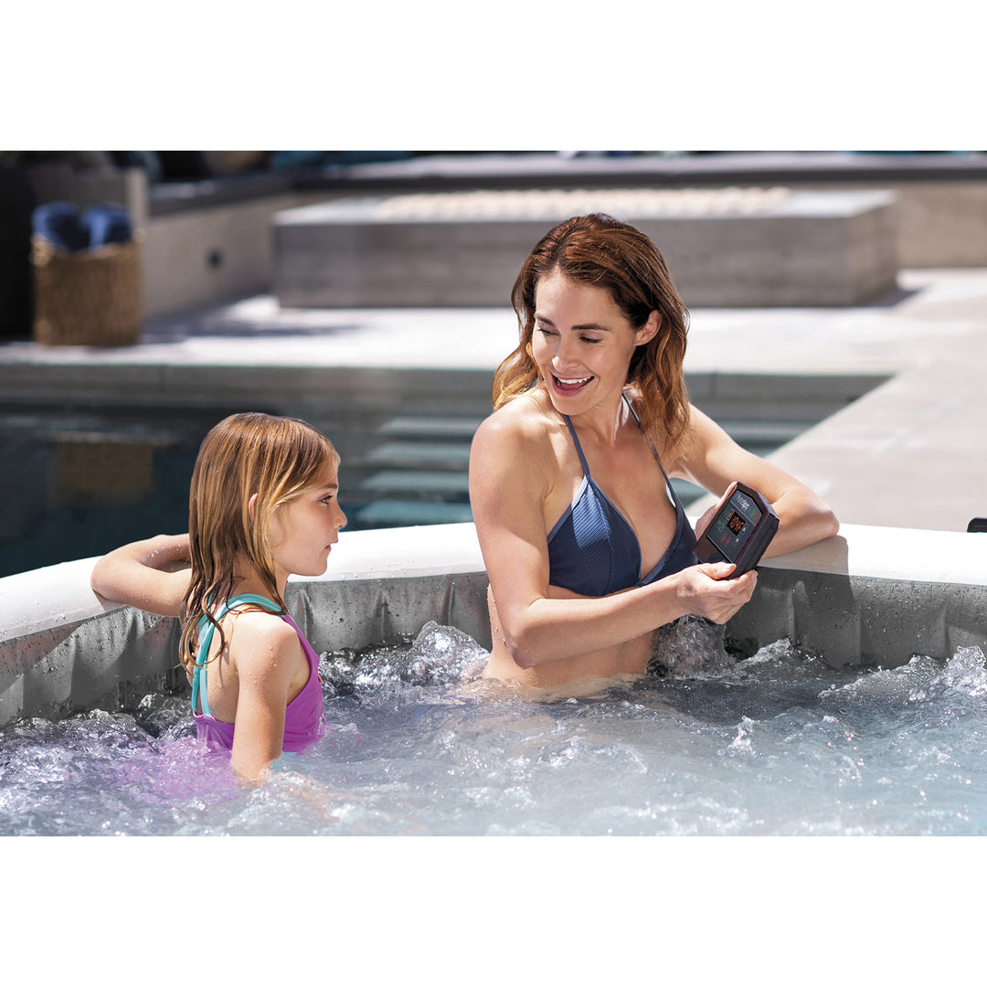 Intex PureSpa Plus Greywood Inflatable Hot Tub Spa with Multi-Colored LED Lights