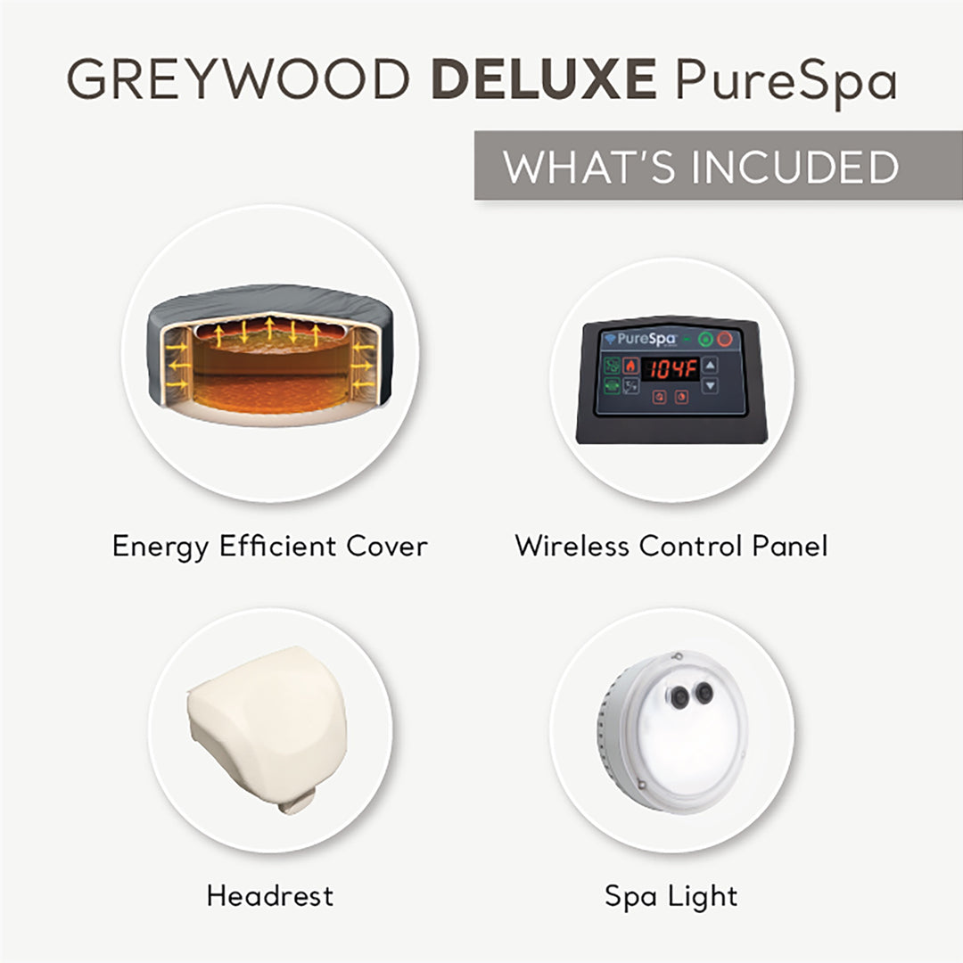 Intex 28439EP PureSpa Plus Greywood Inflatable Hot Tub Bubble Jet Spa (Open Box)