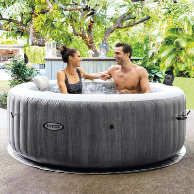 Intex PureSpa Plus Inflatable Hot Tub + Intex PureSpa Tray Accessories (4 Pack) - VMInnovations