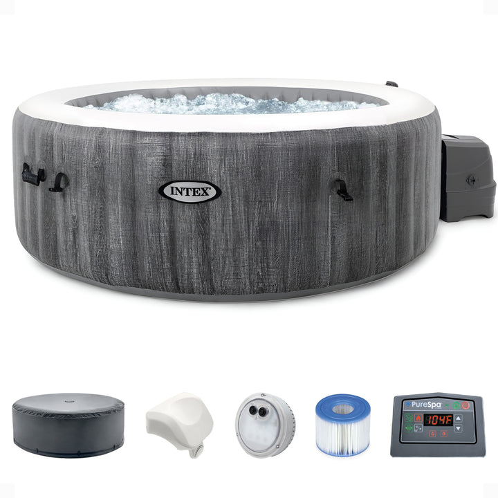 Intex 28439EP PureSpa Plus Greywood Inflatable Bubble Jet Spa, 77 x 28"