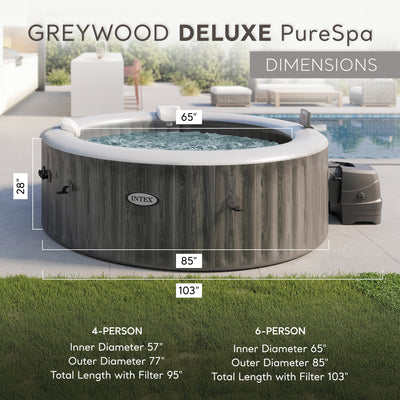 Intex 28441EP PureSpa Plus Greywood Inflatable Hot Tub Spa, 85x28" (Open Box)