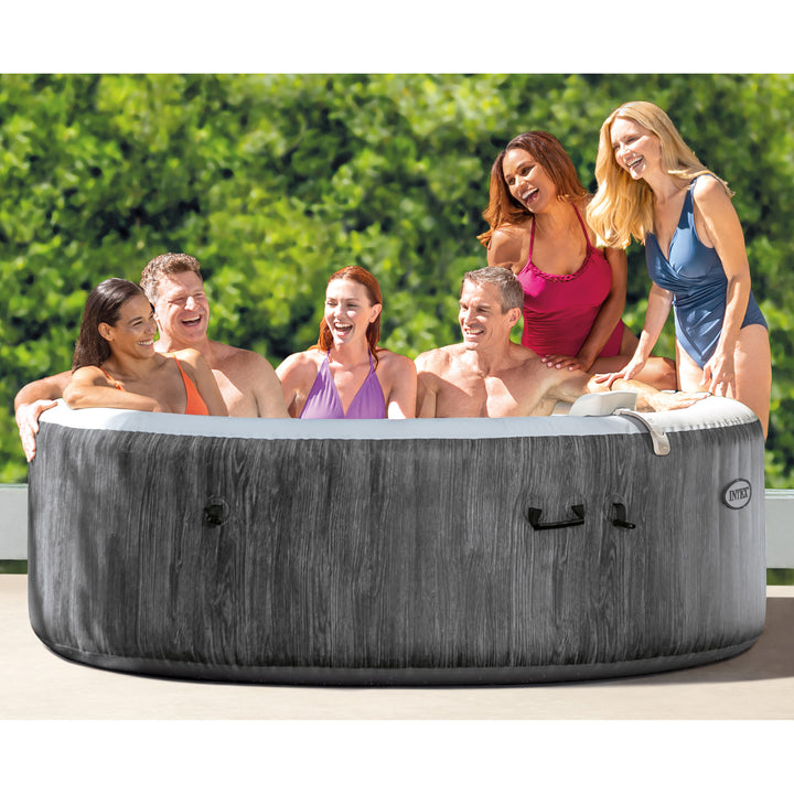 Intex PureSpa Greywood Inflatable Hot Tub Bubble Jet Spa w/ Spa Tray Accessory