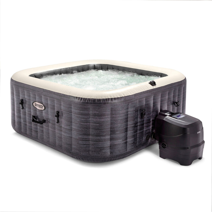 Intex 28449EP PureSpa Plus Greystone Inflatable Square Hot Tub Spa, 83 x 28"