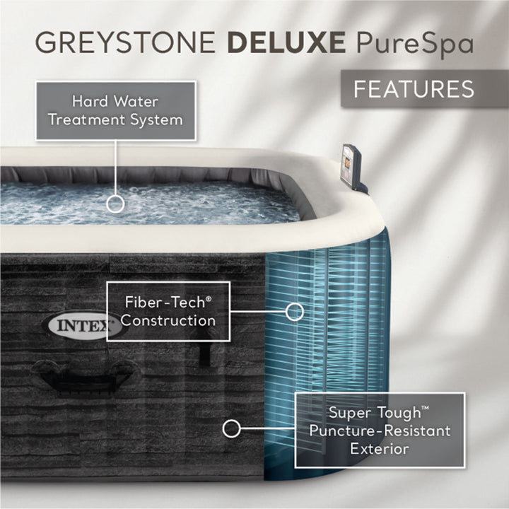 Intex 28449EP PureSpa Plus Greystone Inflatable Hot Tub Spa, 83 x 28" (Open Box)