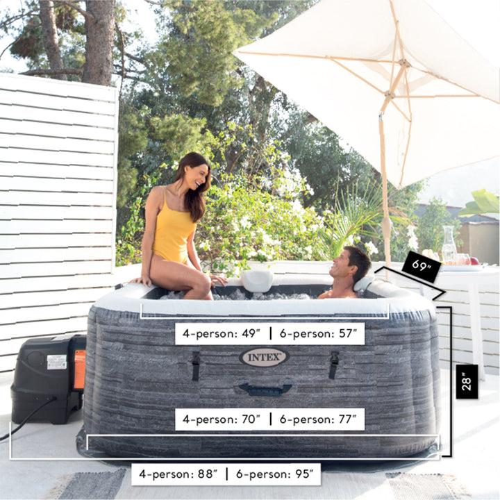 Intex PureSpa Plus Inflatable Square Hot Tub Spa with Maintenance Accessory Kit