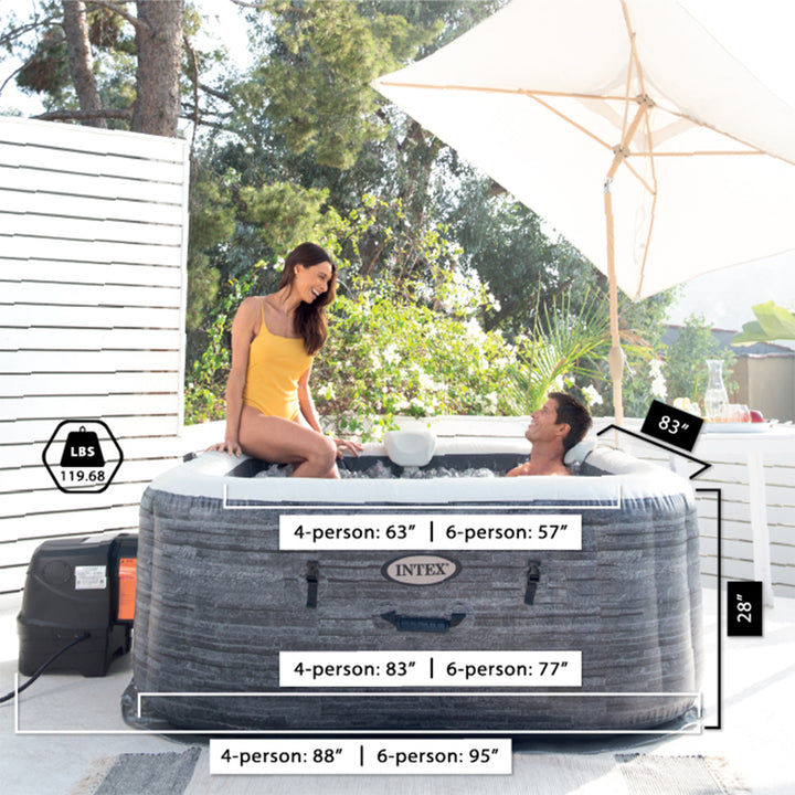 Intex PureSpa Plus Greystone Inflatable Square Hot Tub Spa, 83 x 28" (Used)