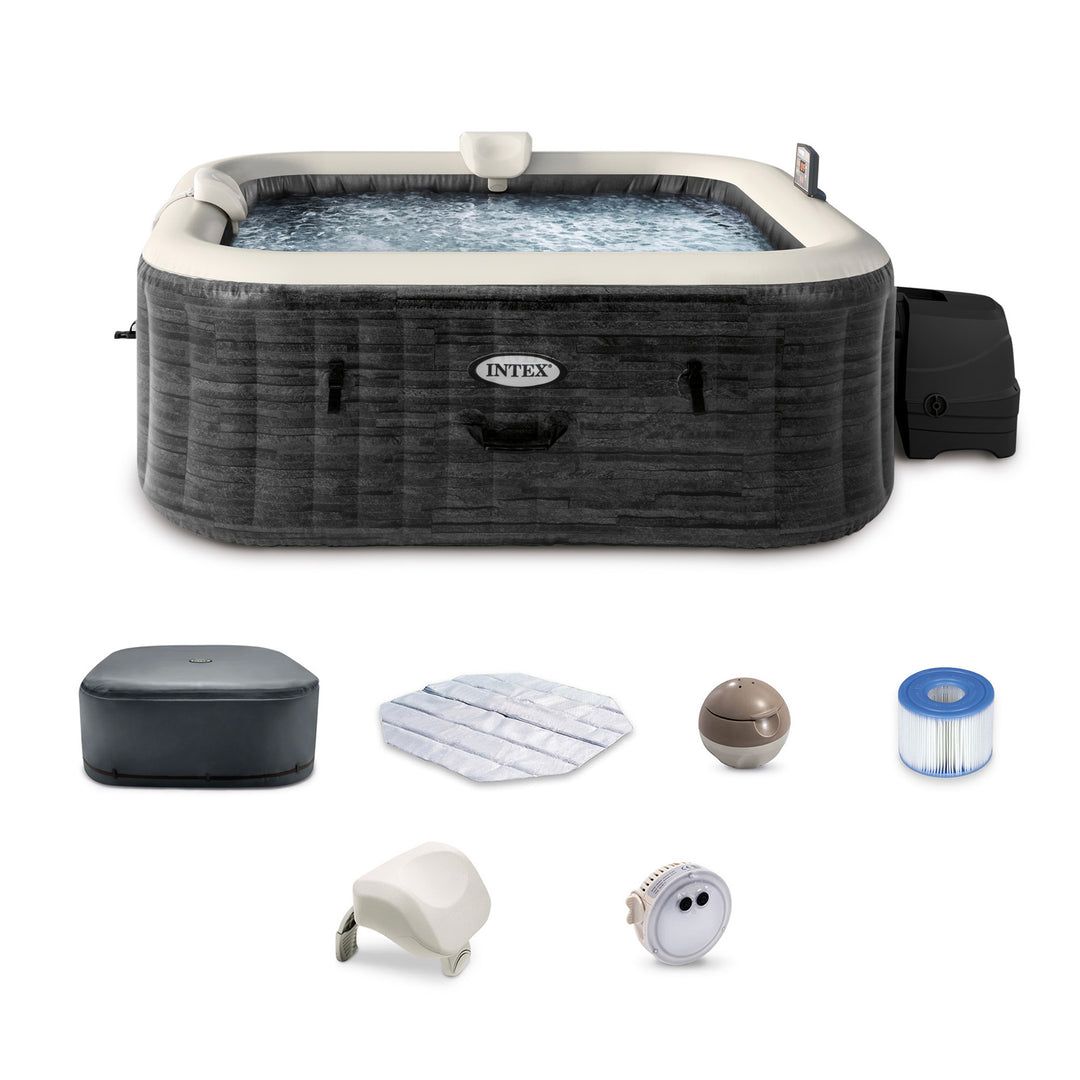 Intex PureSpa Plus Greystone Inflatable Square Hot Tub Spa, 83 x 28" (Used)