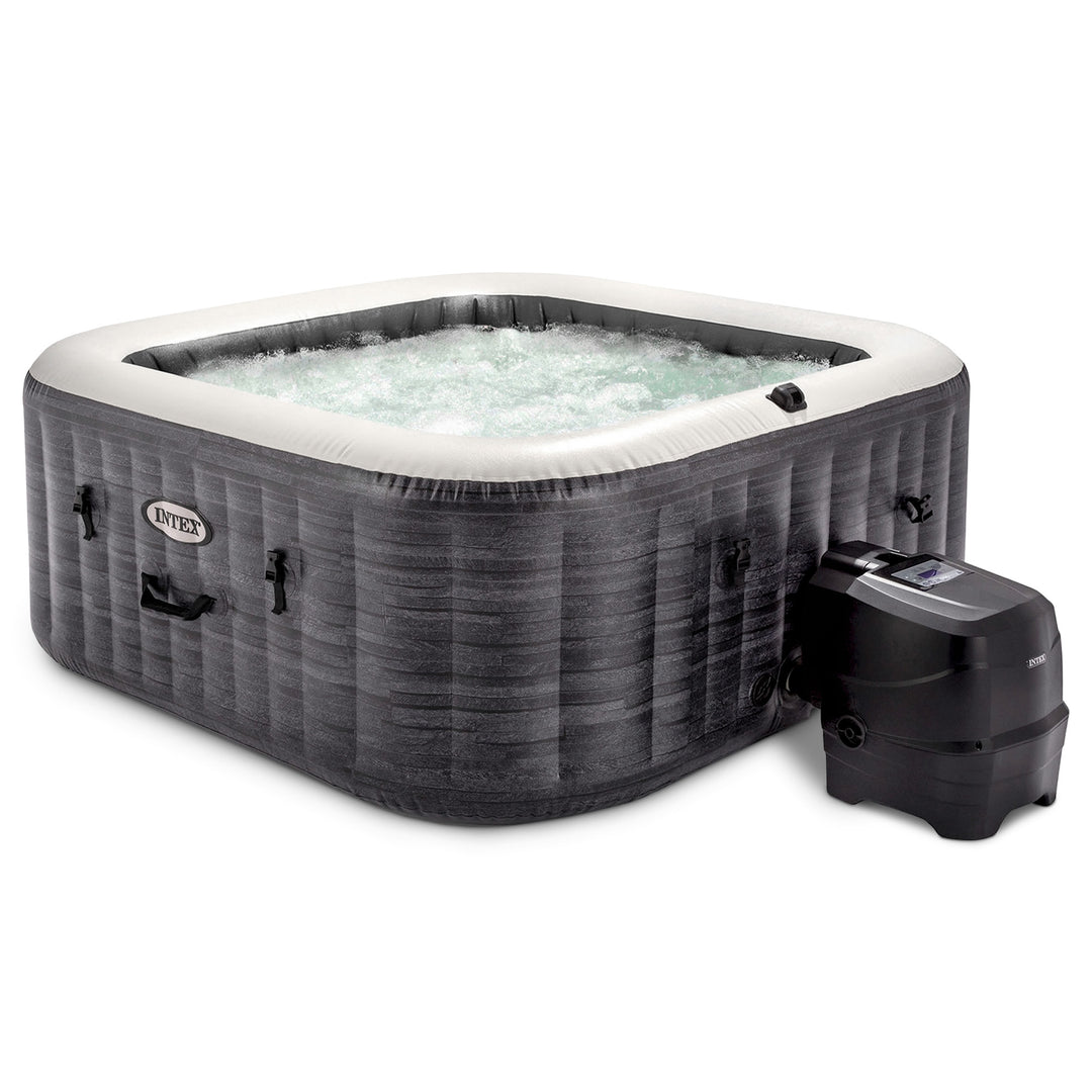 Intex 28449EP PureSpa Plus Greystone Inflatable Square Hot Tub Spa, 83 x 28"