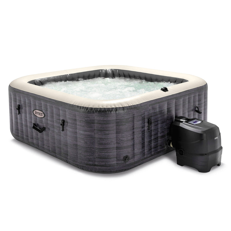 Intex PureSpa Plus 6 Person Inflatable Square Hot Tub w/ 170 AirJets, Greystone