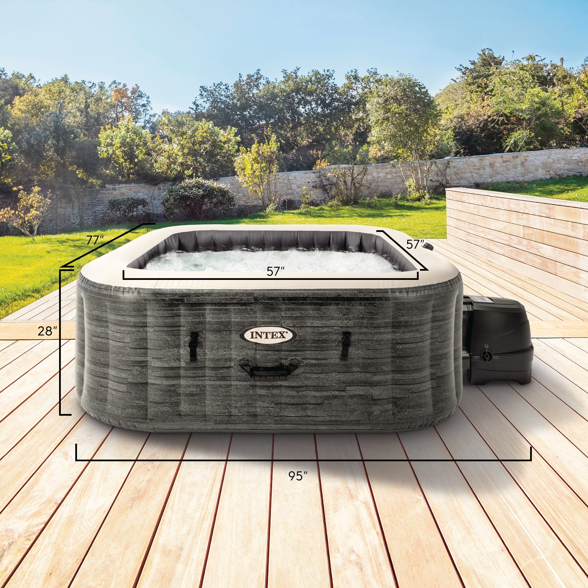 Intex PureSpa Plus 6 Person Inflatable Square Hot Tub w/ 170 AirJets (Open Box)