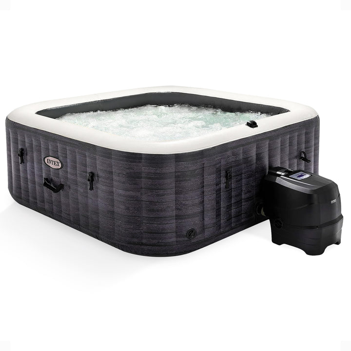 Intex PureSpa Plus Greystone 6 Person Inflatable Square Hot Tub w/ 170 AirJets