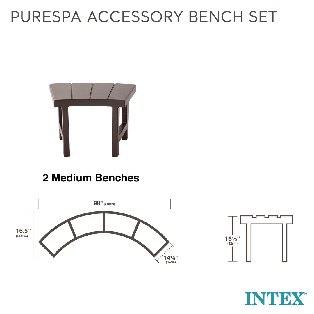 Intex 2 Medium PureSpa Accessories Benches Compatible w/ 4 Person Spas(Open Box)