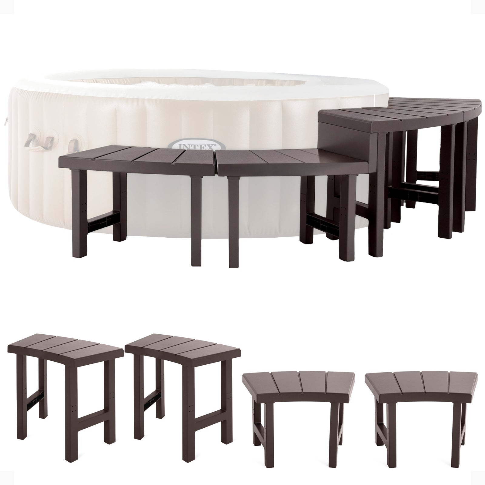 Intex 28515E 2 Medium PureSpa Accessories Benches, Compatible w/ 4 Person Spas - VMInnovations