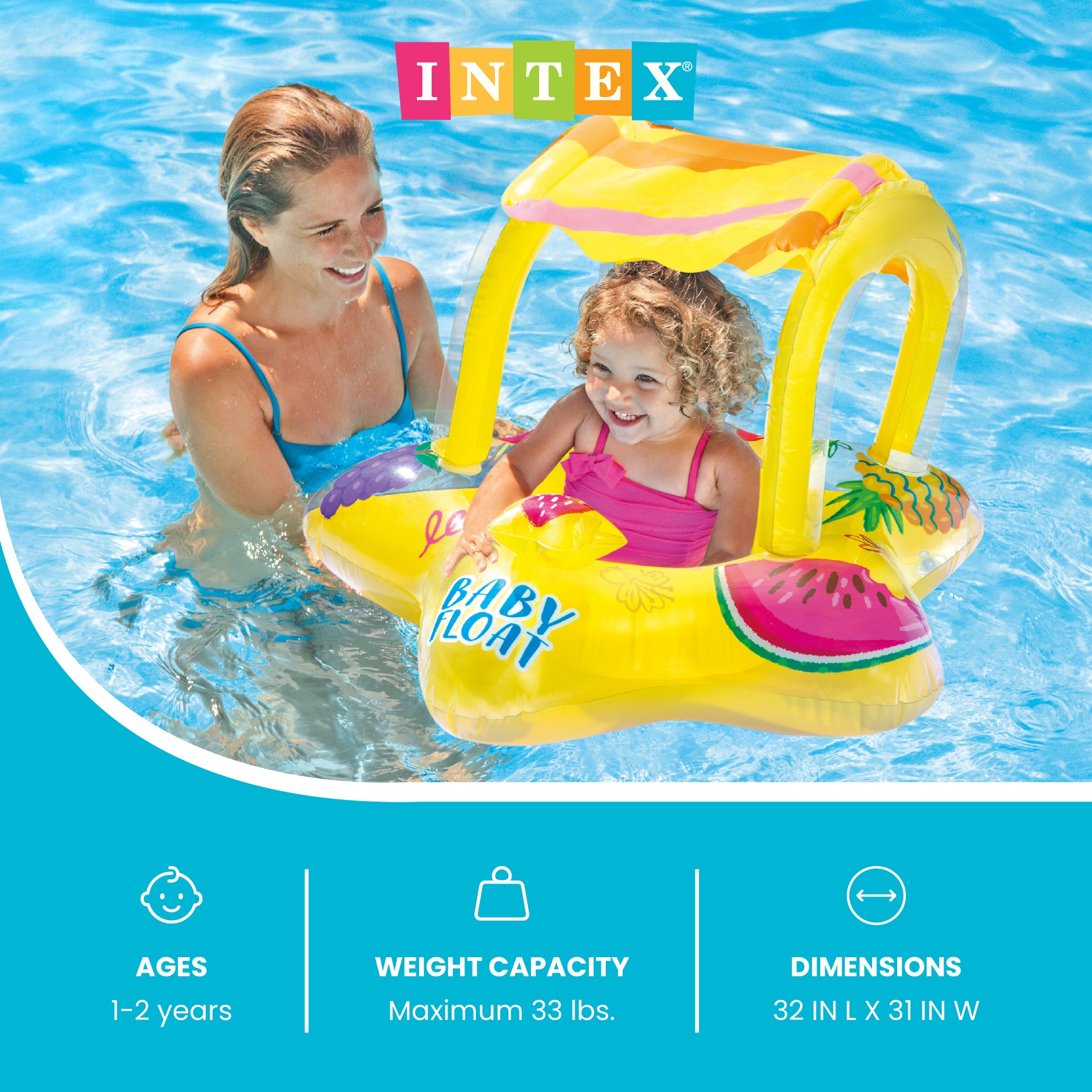 Intex 56573EP Outdoor Pool Inflatable Shaded Canopy Starfish Baby Float Raft - VMInnovations