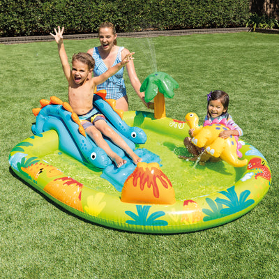 Intex Little Dino Dinosaur Themed Inflatable Backyard Pool Play Center(Open Box) - VMInnovations