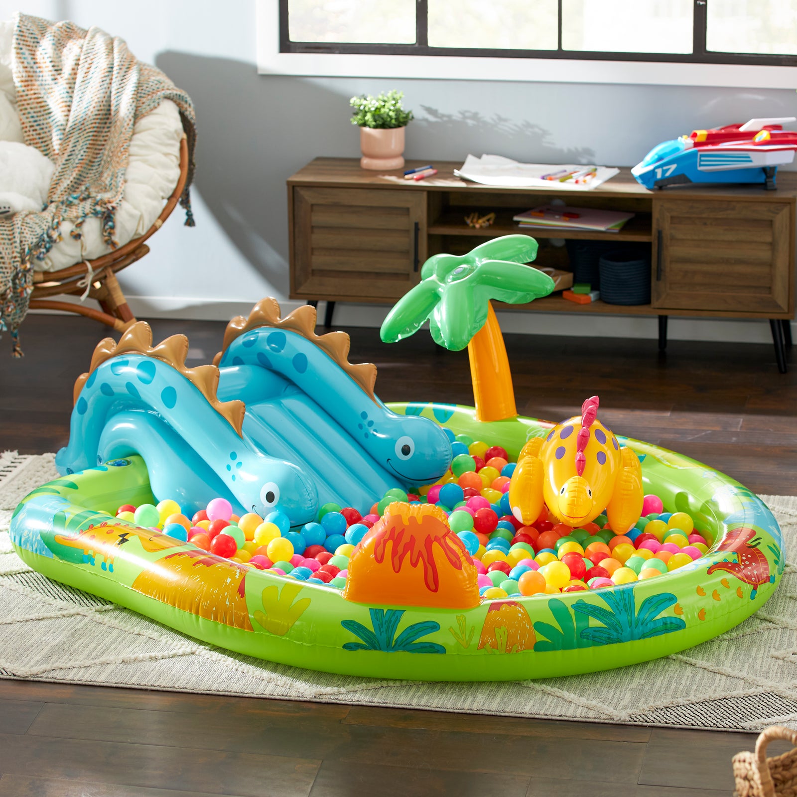 Intex 57166EP Little Dino Dinosaur Themed Inflatable Backyard Pool Play Center - VMInnovations