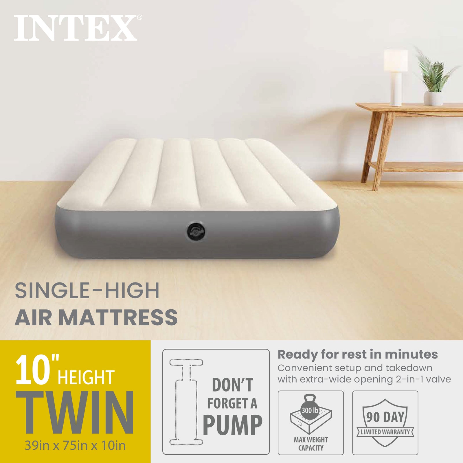 Intex 64101E Dura-Beam Standard Series Single Height Inflatable Airbed, Twin - VMInnovations