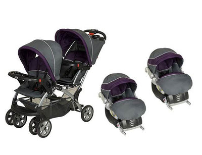 Baby Trend Sit N Stand Double Baby Stroller and Two Flex Loc Car Seats, Elixer