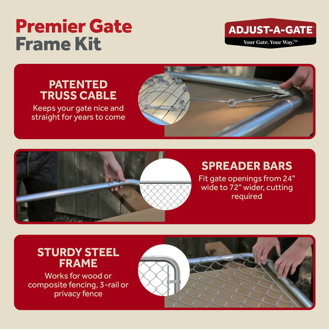 Adjust-A-Gate Fit-Right Chain Link Walk-Through Gate Kit,24"-72" x 6' (Open Box)