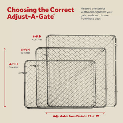 Adjust-A-Gate Fit-Right Chain Link Walk-Through Gate Kit,24"-72" x 6' (Open Box)