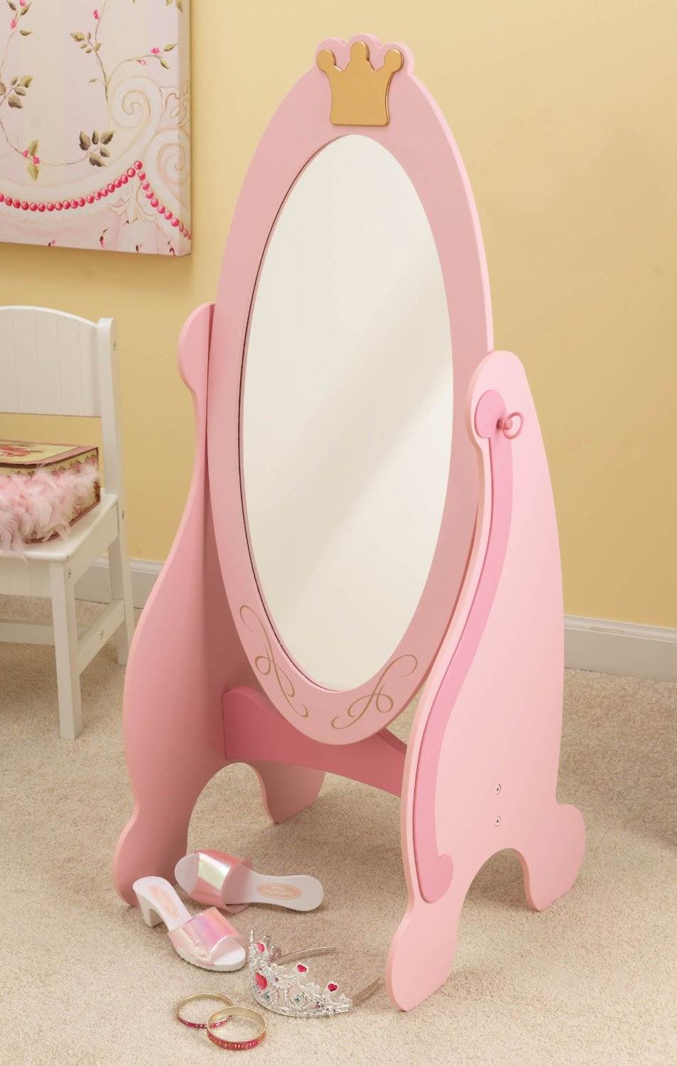 KidKraft Pink Princess Kids Wood Cheval Mirror - Open Box
