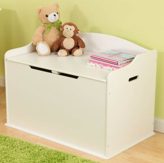 KidKraft Austin Wood Toy Box Chest & Bench, White - (Open Box)