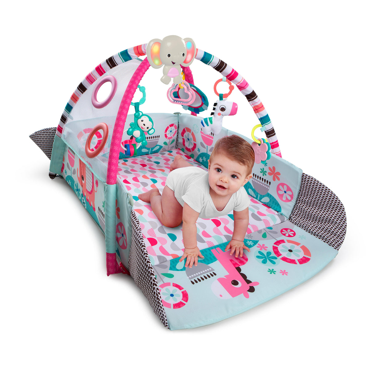 Bright Starts 5 in 1 Your Way Play Baby Activity Gym Ball Pit, Pink Pinwheel - VMInnovations