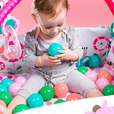 Bright Starts 5 in 1 Your Way Play Baby Activity Gym Ball Pit, Pink Pinwheel - VMInnovations