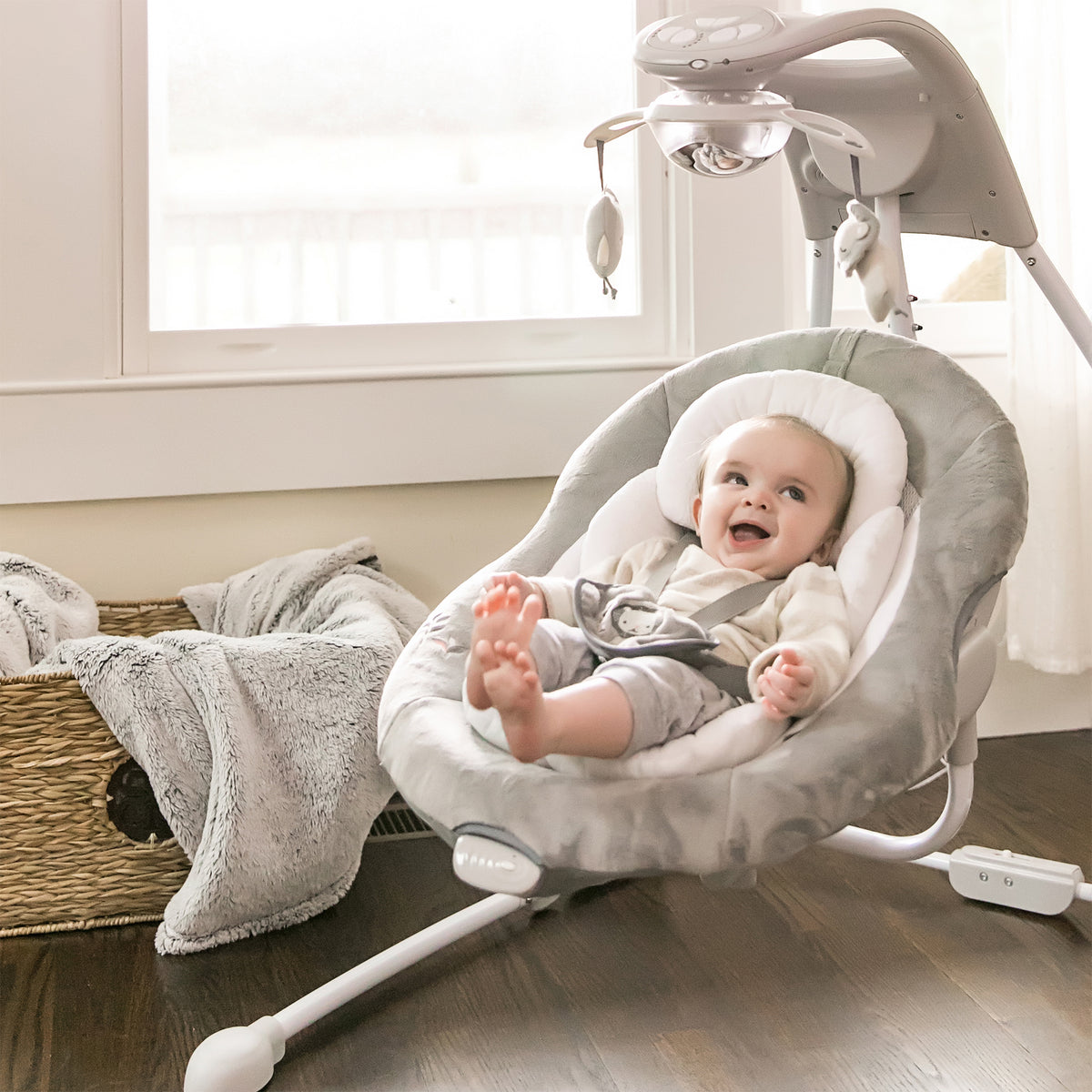 Ingenuity DreamComfort InLighten 6 Speed Baby Cradling Swing Music Chair, Braden - VMInnovations
