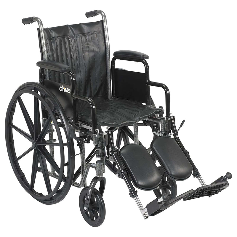 Drive Medical SSP218DDA-ELR Silver Sport 2 Wheelchair with 18 Inch Wide Seat
