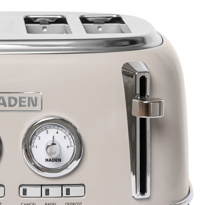 Haden 4 Slice Wide Slot Stainless Steel Toaster w/ Crumb Tray, Putty (Open Box)